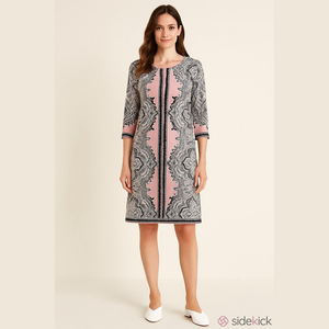 Women's Studio One New York Pink & Black Paisley Dress M